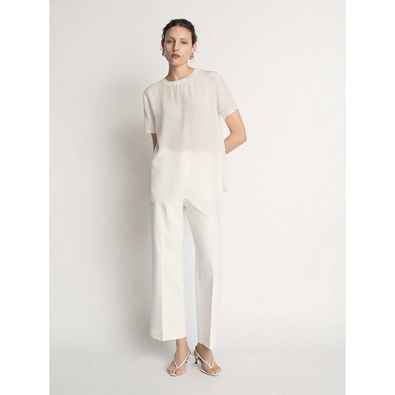 Veronika Maine Silk Rib Neck Top image number 3